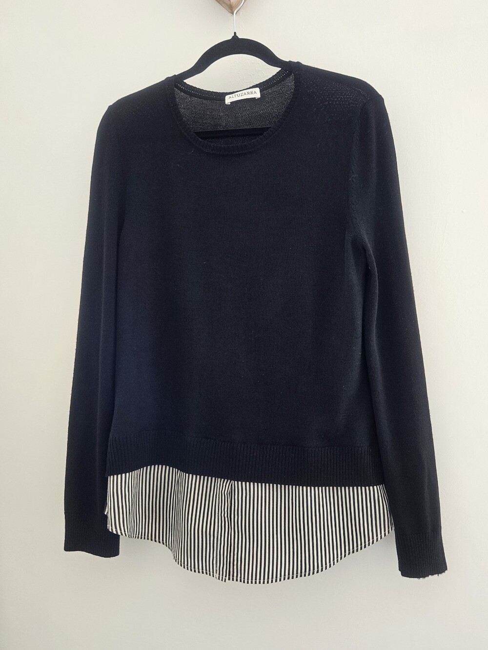 Altuzarra Merino Wool Crew Sweater With Faux Stripe Shirt